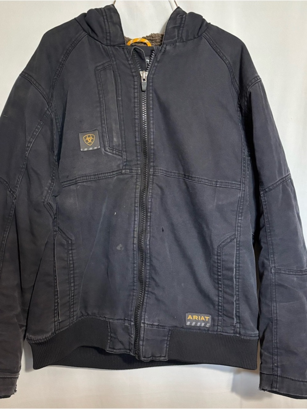 Ariat Rebar Black Washed DuraCanvas Medium Hooded Insulated Work Jacket